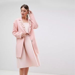NEW never worn- ASOS Pale Pink Embellished Collar Coat